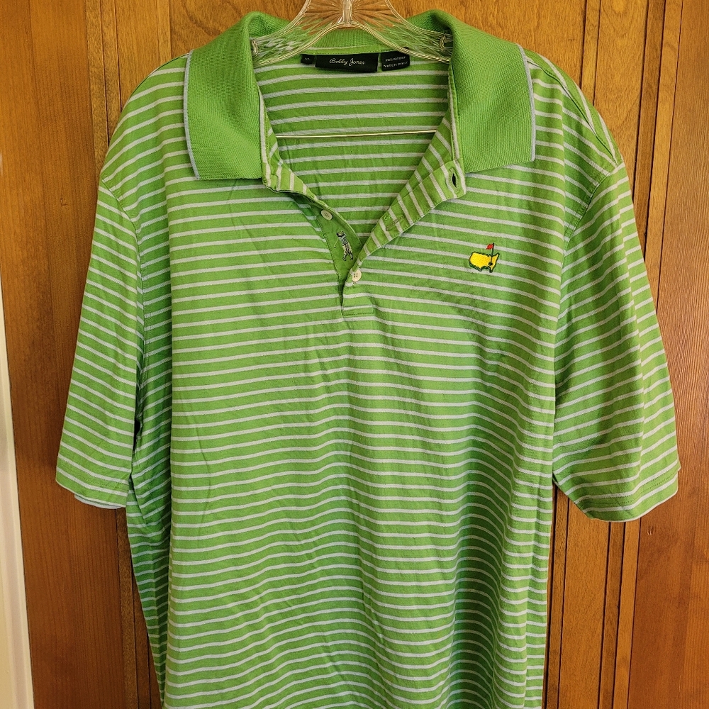 Bobby Jones Master's Green Striped Golf Shirt. XL
